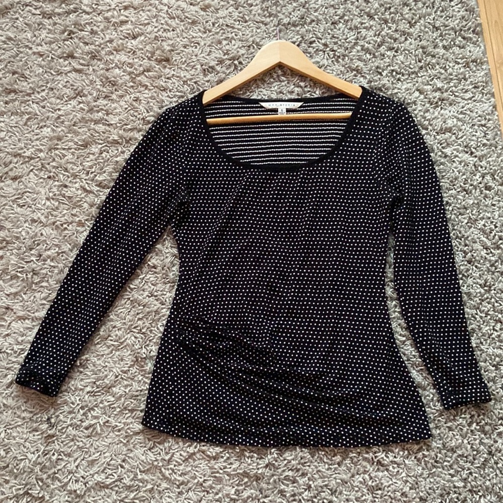 Polka dot long sleeve ruched shirt